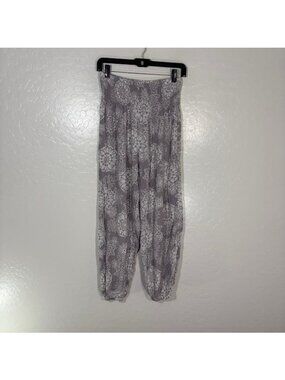 Lotus And Luna Pants Womens One Size Gray White Boho Harem Rayon Mandala